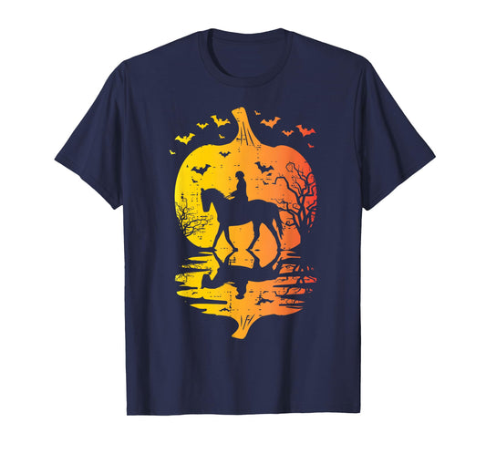 Halloween Horse Silhouette Pumpkin Vintage Costume Women Men T-Shirt