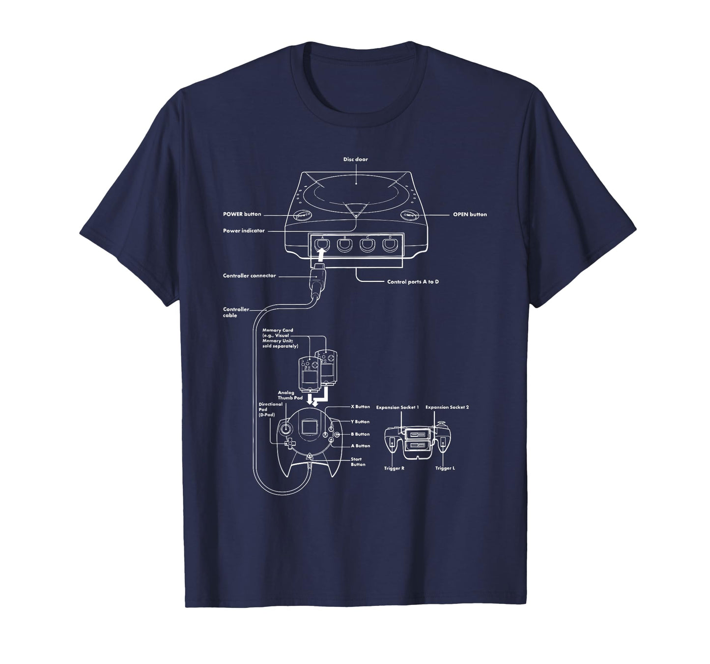 Vintage Gaming Diagram - Video Game Console Retro Chart Gift T-Shirt