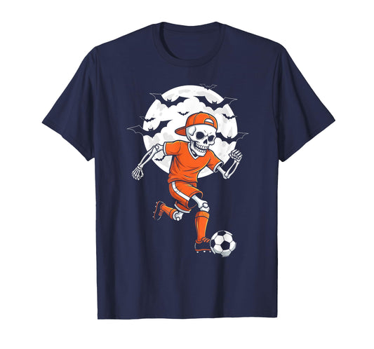 Funny Skeleton Soccer Halloween Costume Boys Kids Men Women T-Shirt