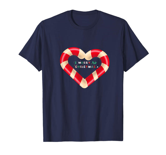 Merry Christmas Candy Cane hearts T-Shirt