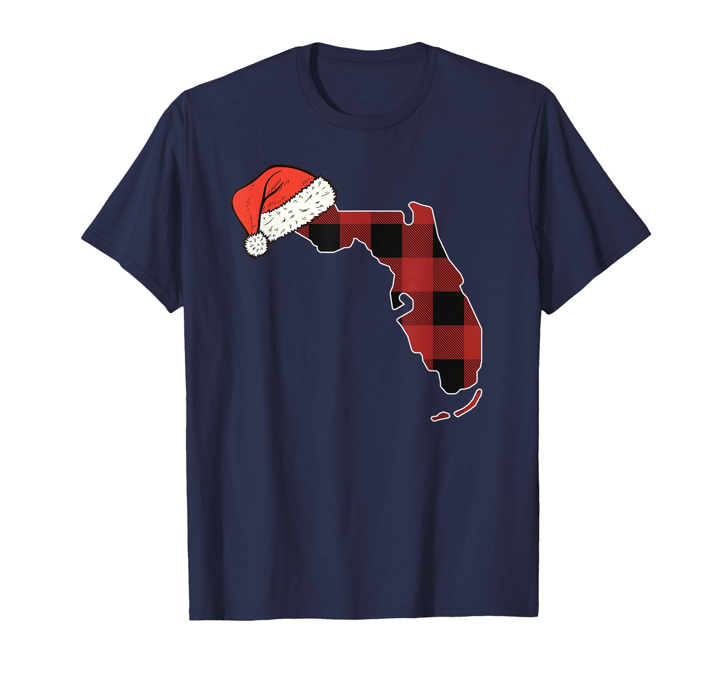Florida Plaid Christmas Santa Hat Holiday Matching Design T-Shirt