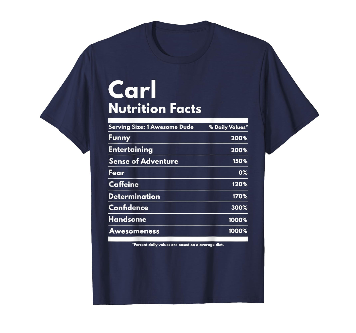 Carl Gift Nutrition Facts Funny Personalized Name Carl T-Shirt