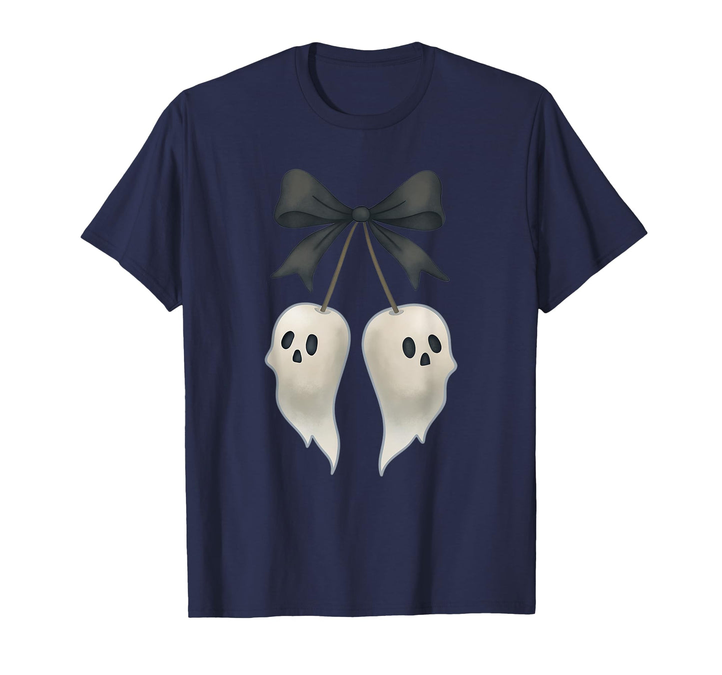 Scary Ghost Bow Coquette Cherry Skull Cherries Halloween T-Shirt