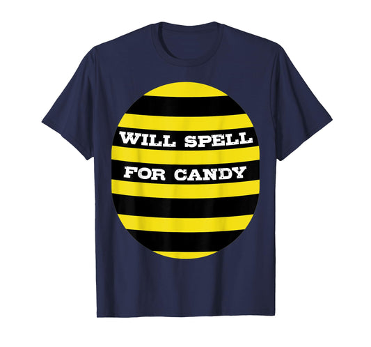 Kids Spelling Bee Halloween Costume "Will Spell For Candy" T-Shirt