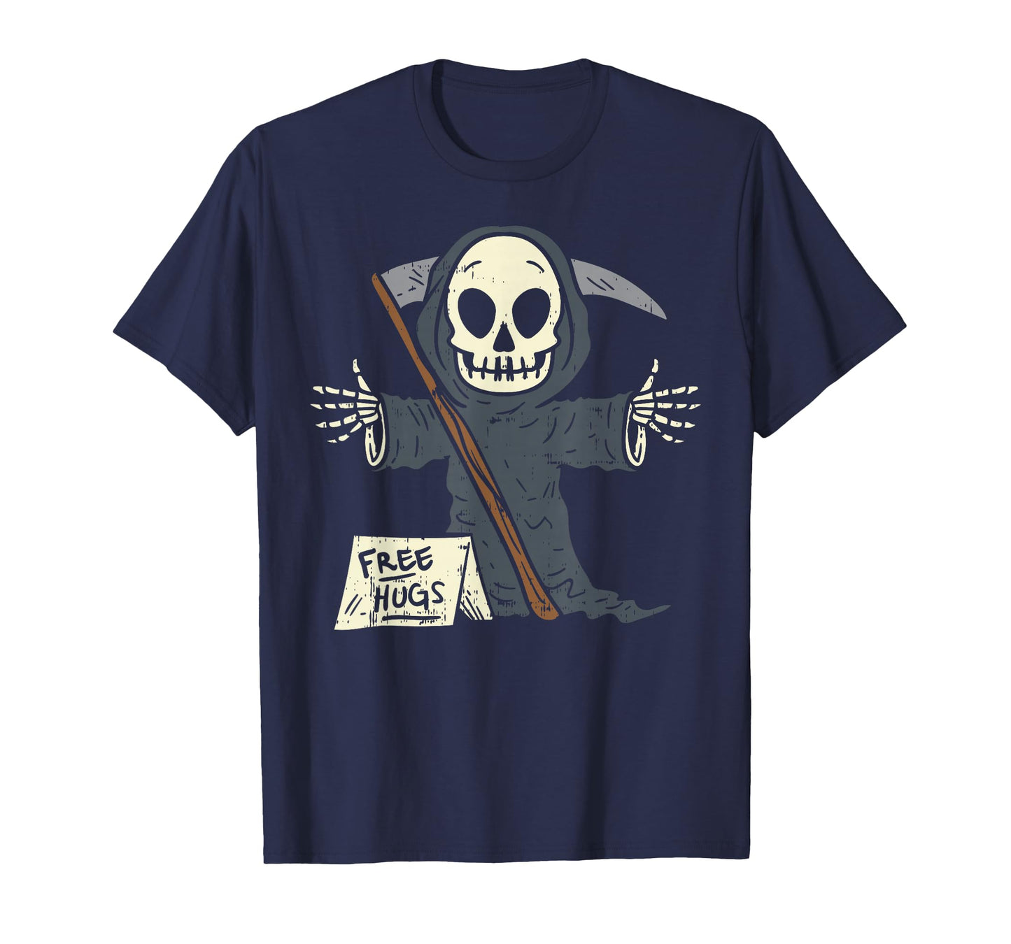 Free Hugs Grim Reaper Funny Pun Scary Halloween Costume Boys T-Shirt