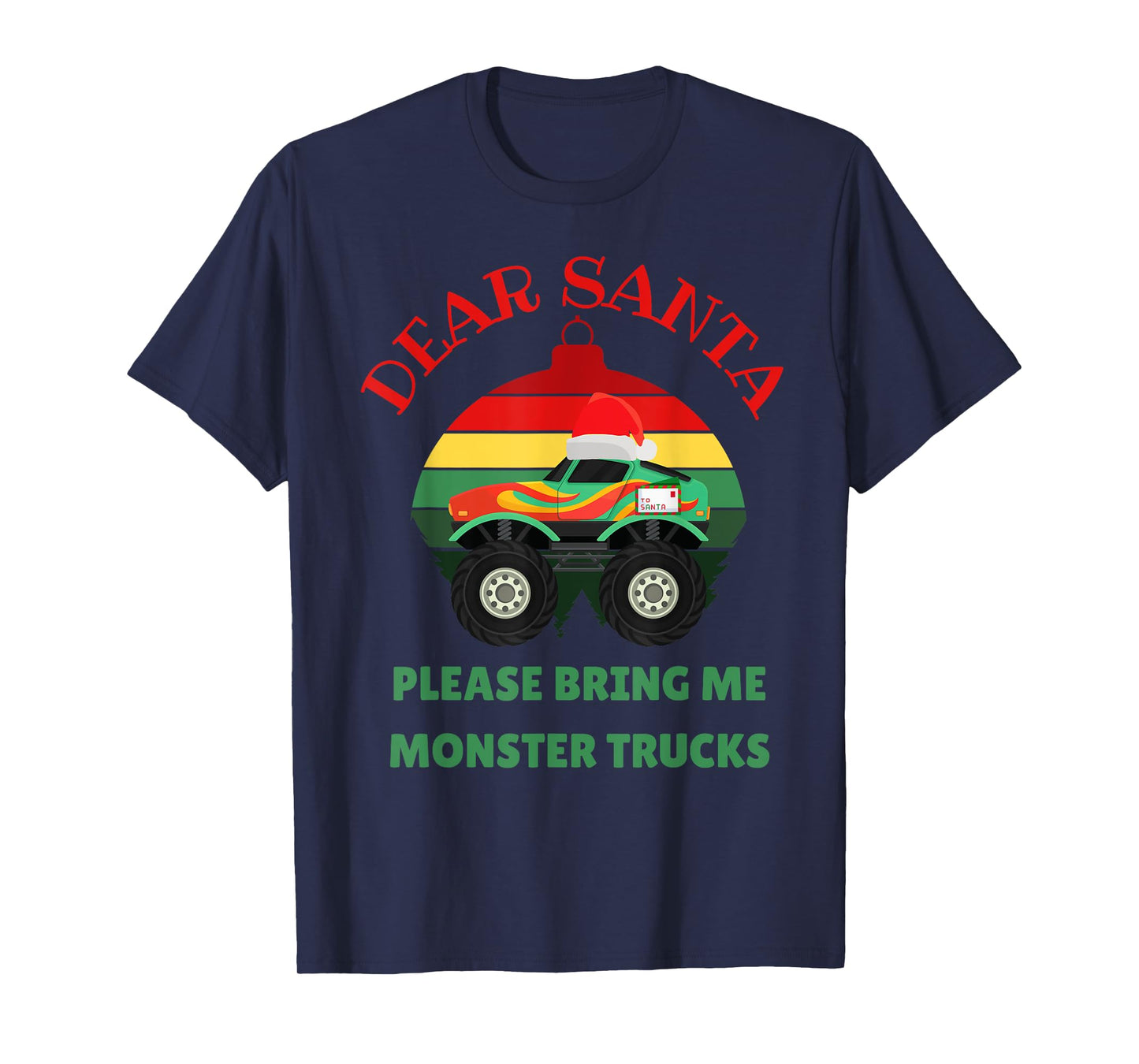 Loves Monster Trucks Christmas Pajama Kids Toddler Baby 5T T-Shirt