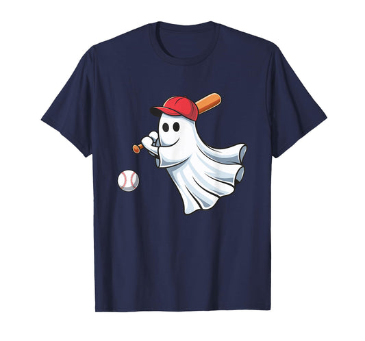 Ghost Playing Baseball Halloween Costume for Boys Kids T-Shirt