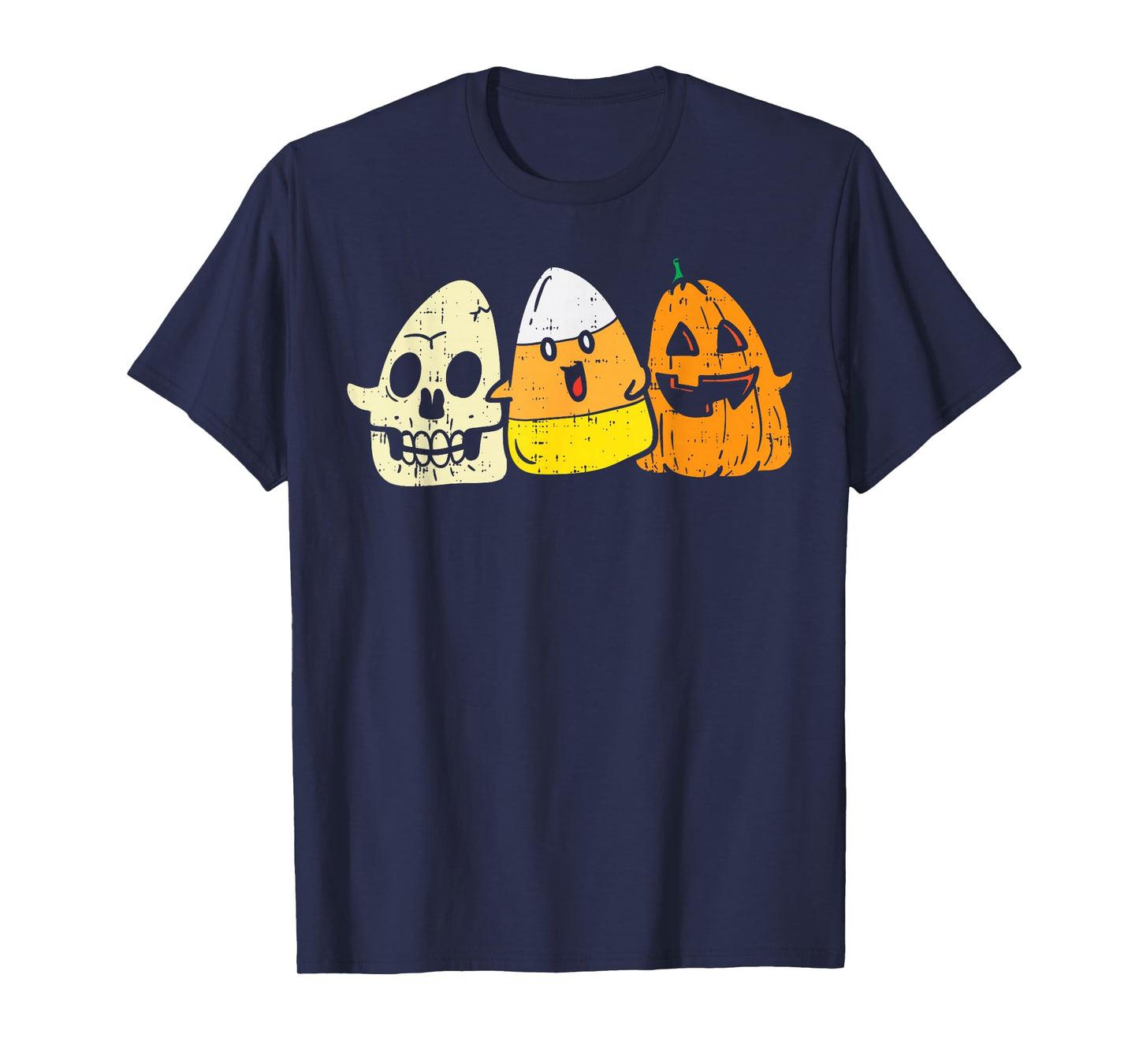 Candy Corn Skeleton Skull Pumpkin Fun Halloween Costume Kids T-Shirt