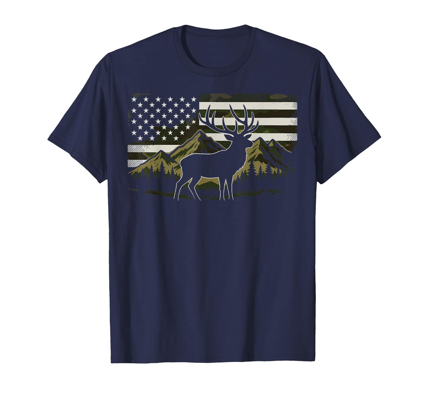 Hunting USA Flag Deer 4th Of July Hunter T-Shirt