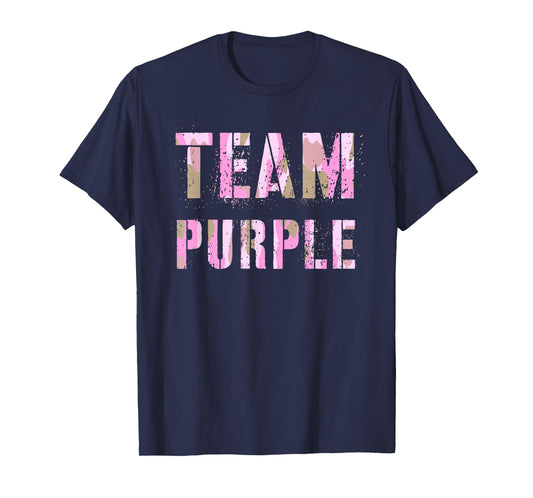 Vintage TEAM PURPLE Camo Summer Camp War Game Army Children T-Shirt