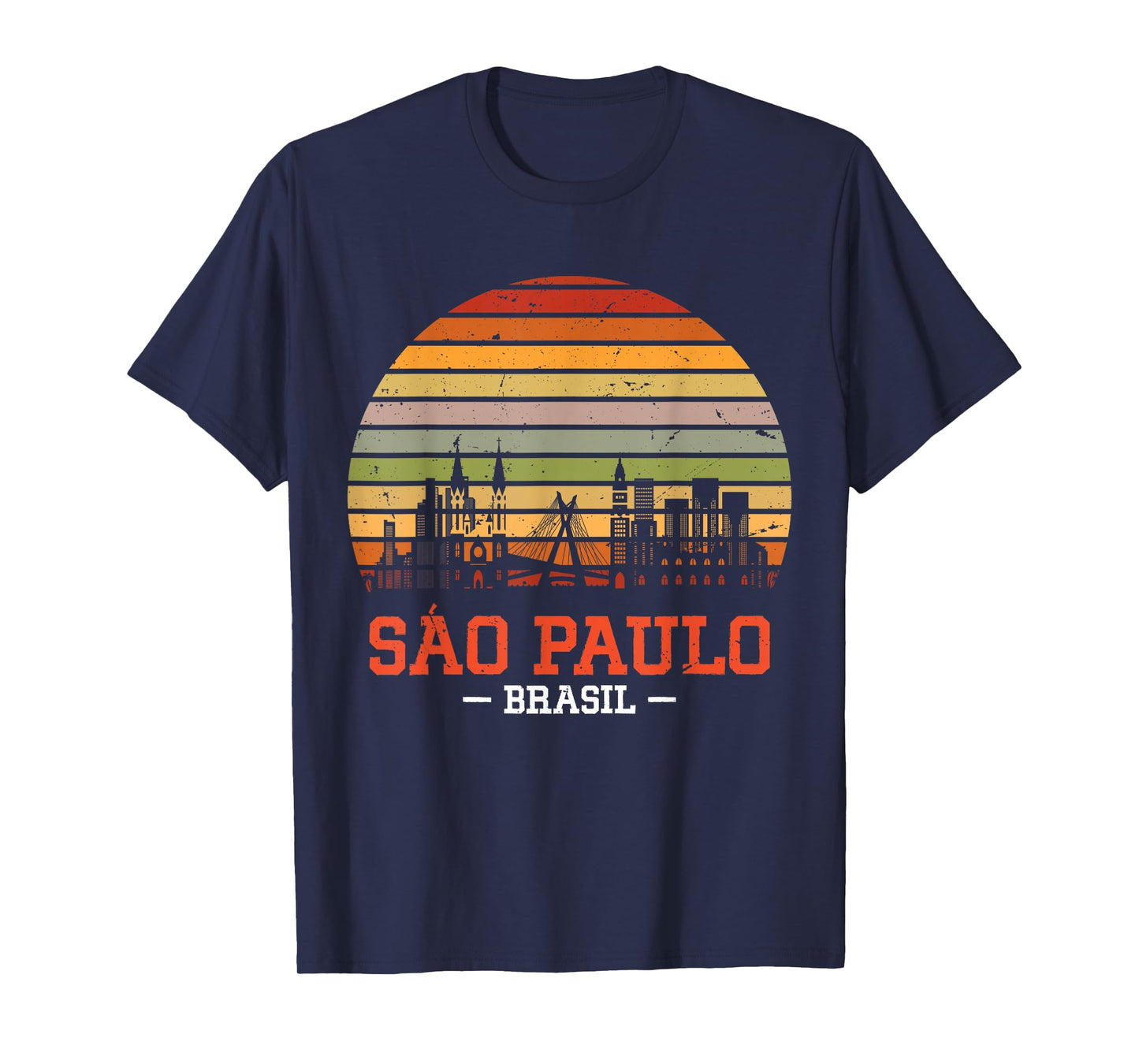 Sao Paulo Brasil Retro Vintage Sunset Skyline Sao Paulo T-Shirt