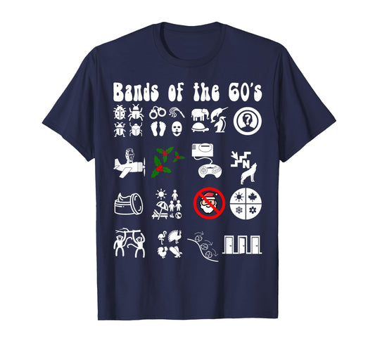 Funny Nerdy Iconic Pop Rock Bands of the 60s White T-Shirt