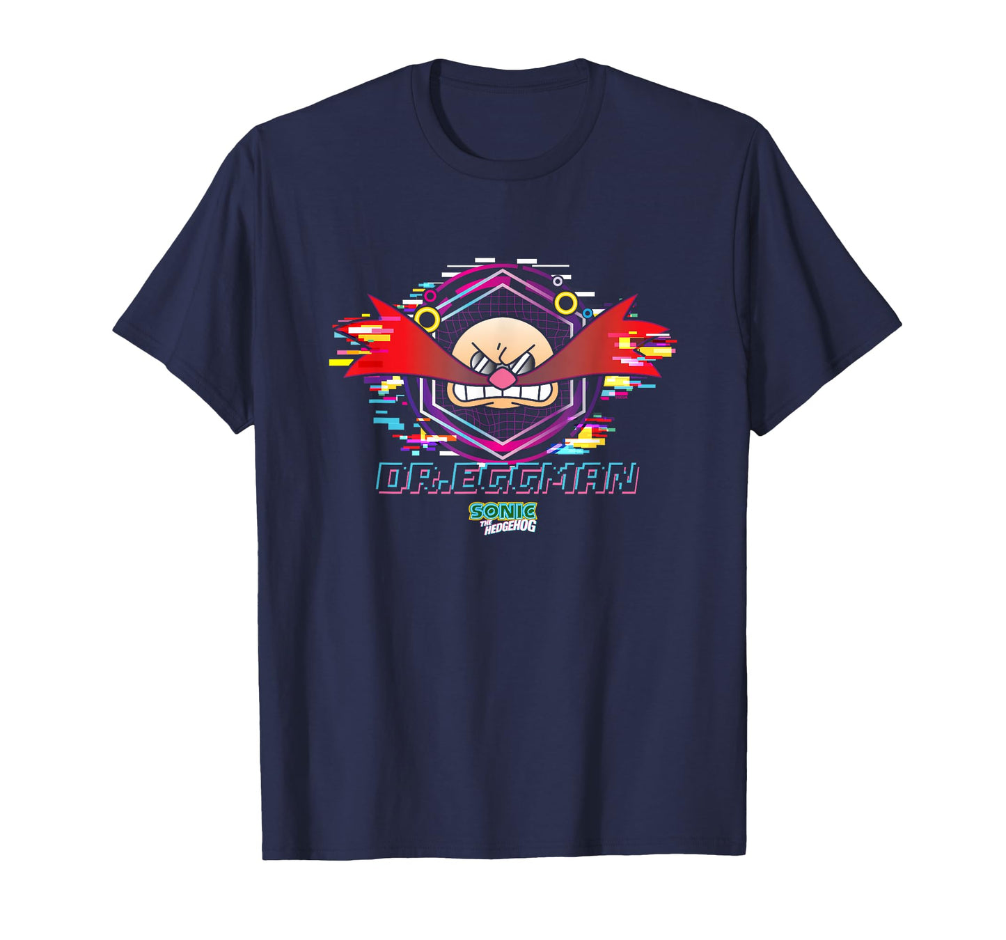 Sonic The Hedgehog Dr. Eggman Glitched Out Face Logo T-Shirt