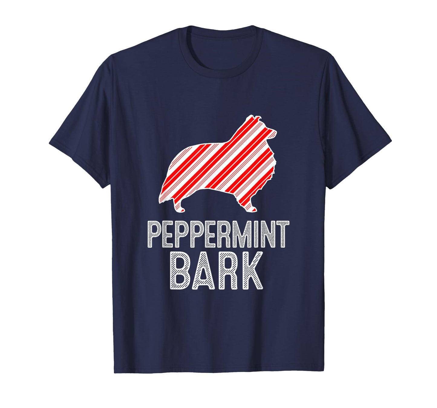 Sheltie Shetland Sheepdog Peppermint Bark Christmas Dog T-Shirt
