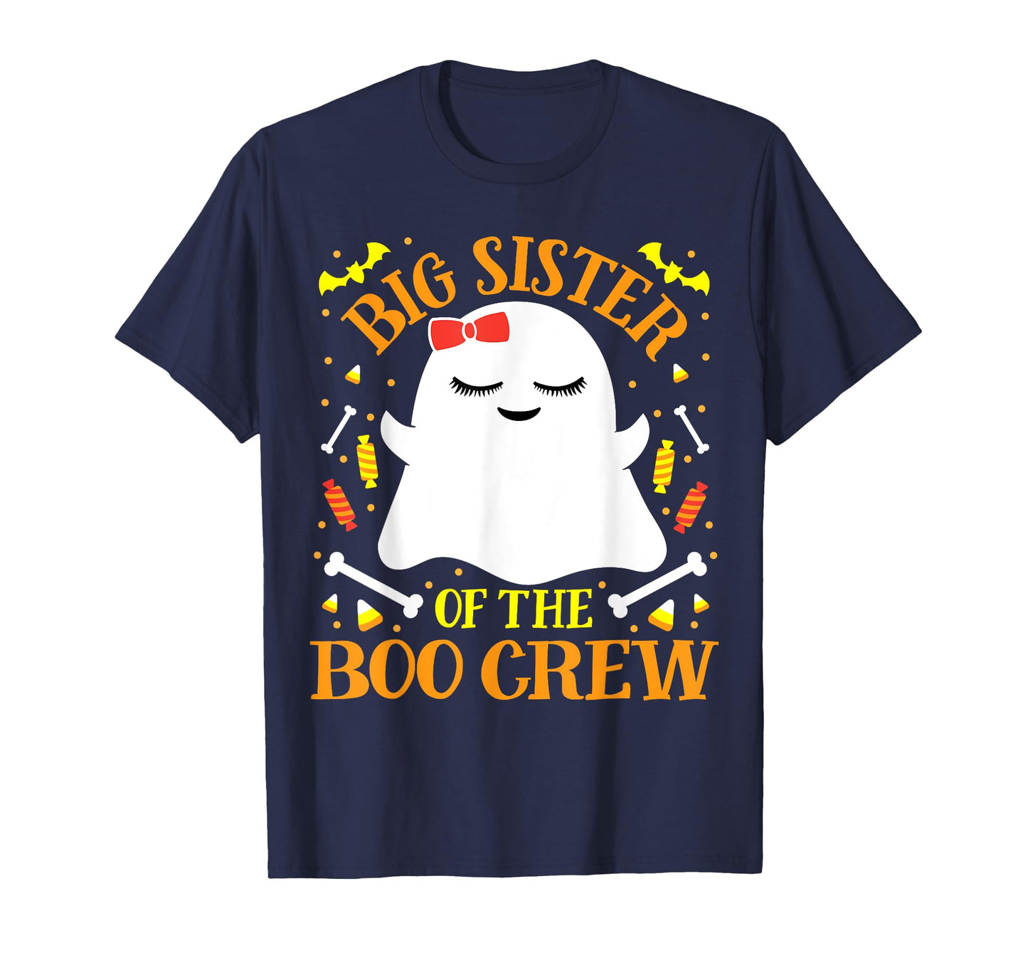 Big Sister Boo Crew Ghost Matching Family Girls Halloween T-Shirt