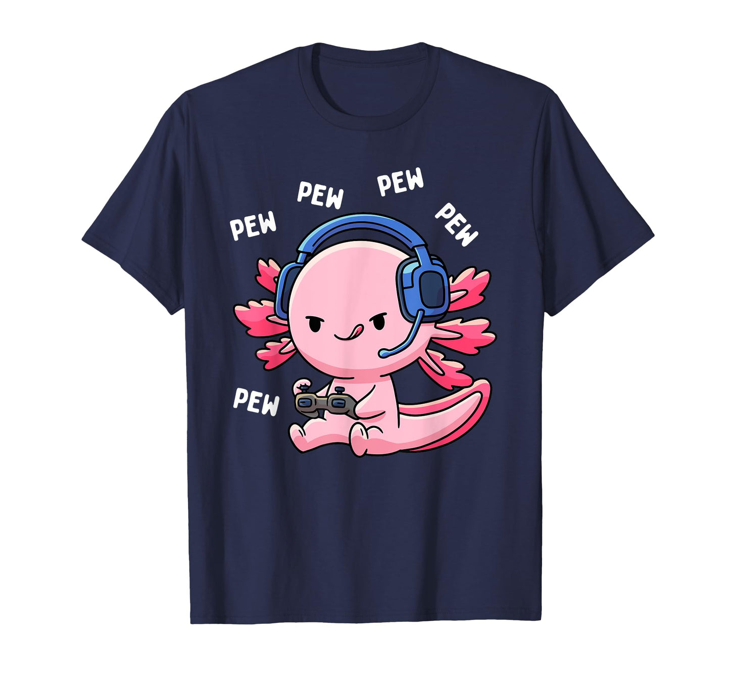 Axolotl Gaming Kids Boys Girls Anime Video Game Pew Gamer T-Shirt Small