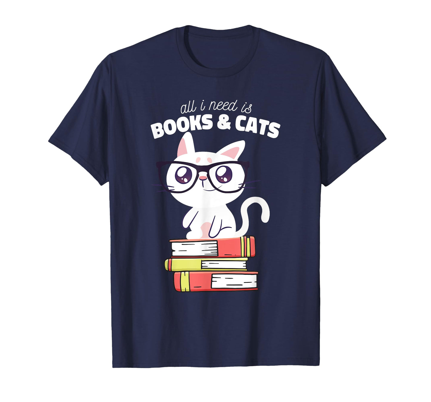All I need is books & Cats | Books and cats art T-Shirt