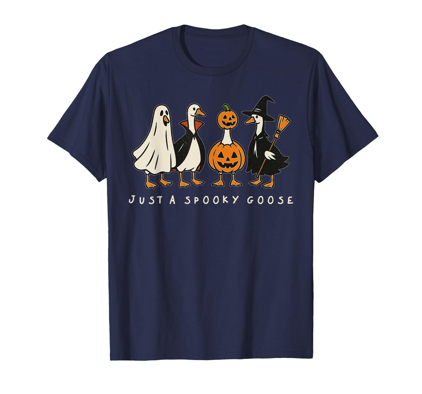 Just A Spooky Goose Halloween Ghost Goose Funny Halloween T-Shirt