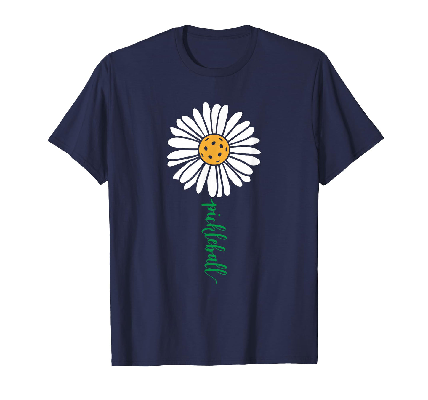 Threadrock Unisex Adults & Kids Pickleball Daisy Flower Short Sleeve T-Shirt, Black, Small