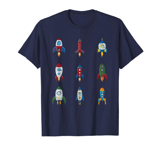 Retro Rocket Ships Outer Space Boys Kids Gift Idea Astronaut T-Shirt