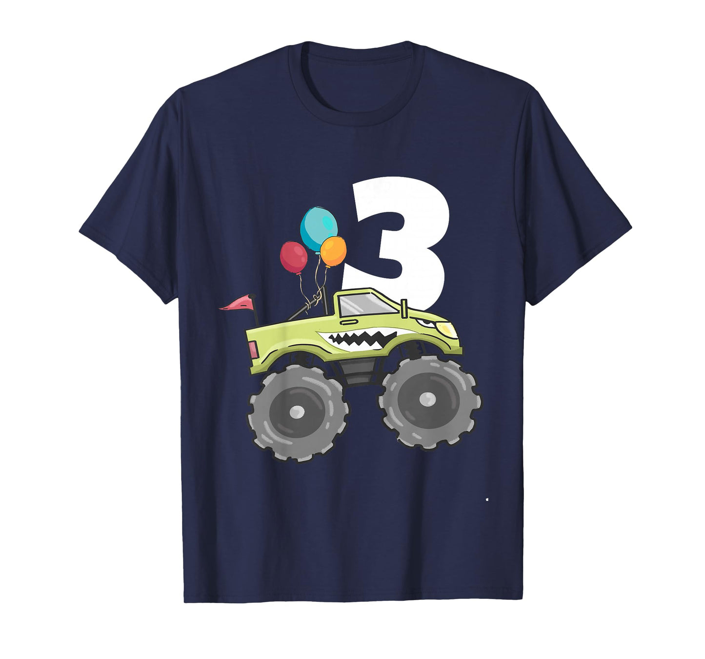 Kids Monster Truck Shark 3rd Birthday Boy 3 Three Year Old T-Shirt