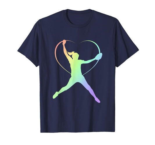 Soft Rainbow Softball Gifts For Teen Girls Pitcher Patterned T-Shirt