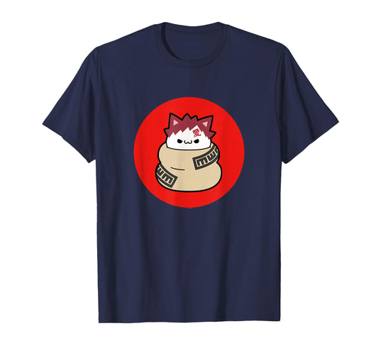 Nyaruto Cute Grumpy Gaara Cat Red Circle Big Chest Portrait T-Shirt