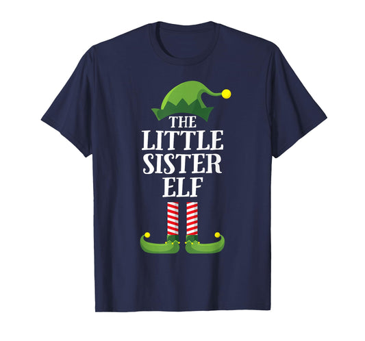 Little Sister Elf Matching Family Group Christmas Girls T-Shirt