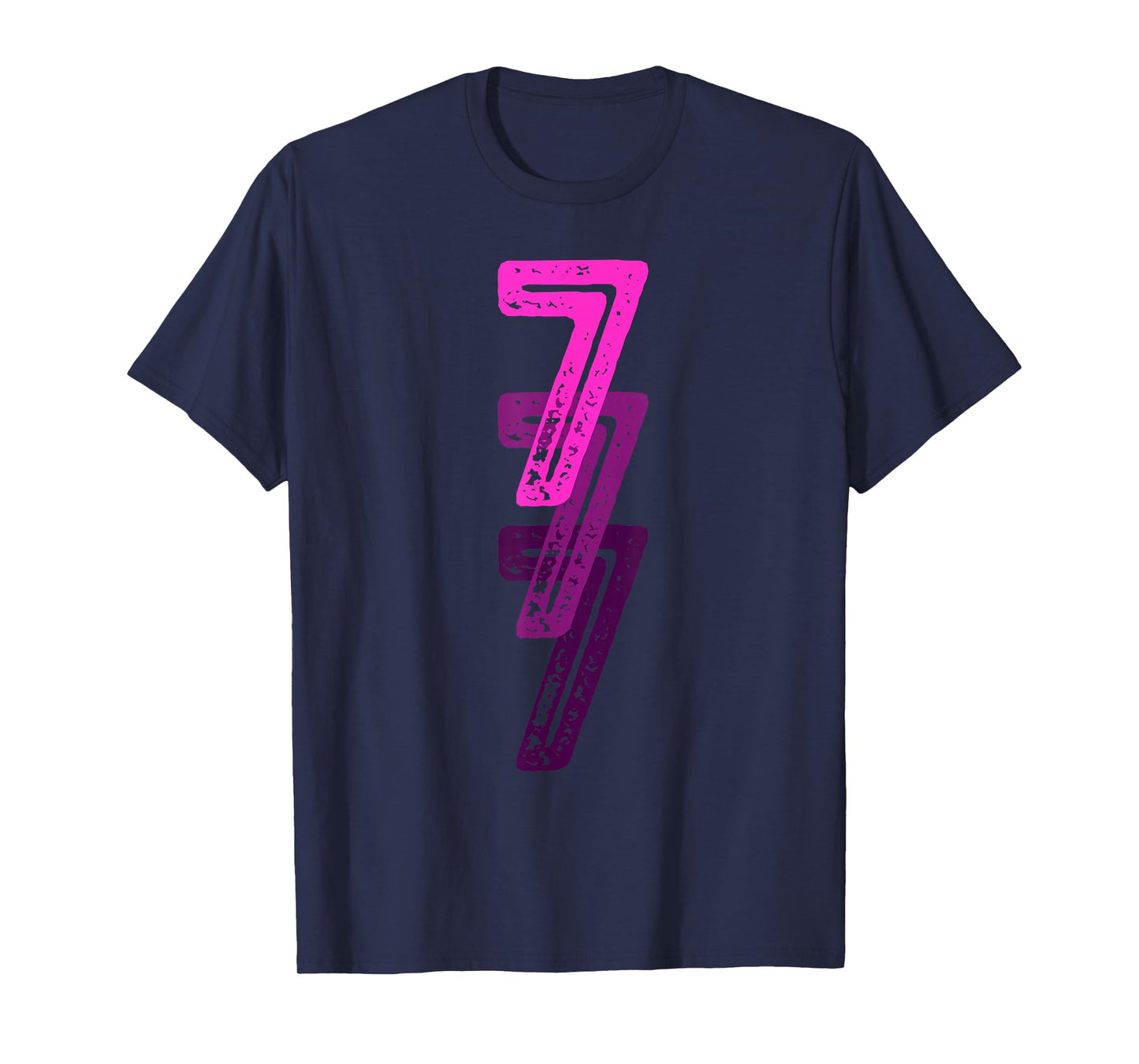 Number 7 Pink Best Classic College Style Birthday Funny T-Shirt