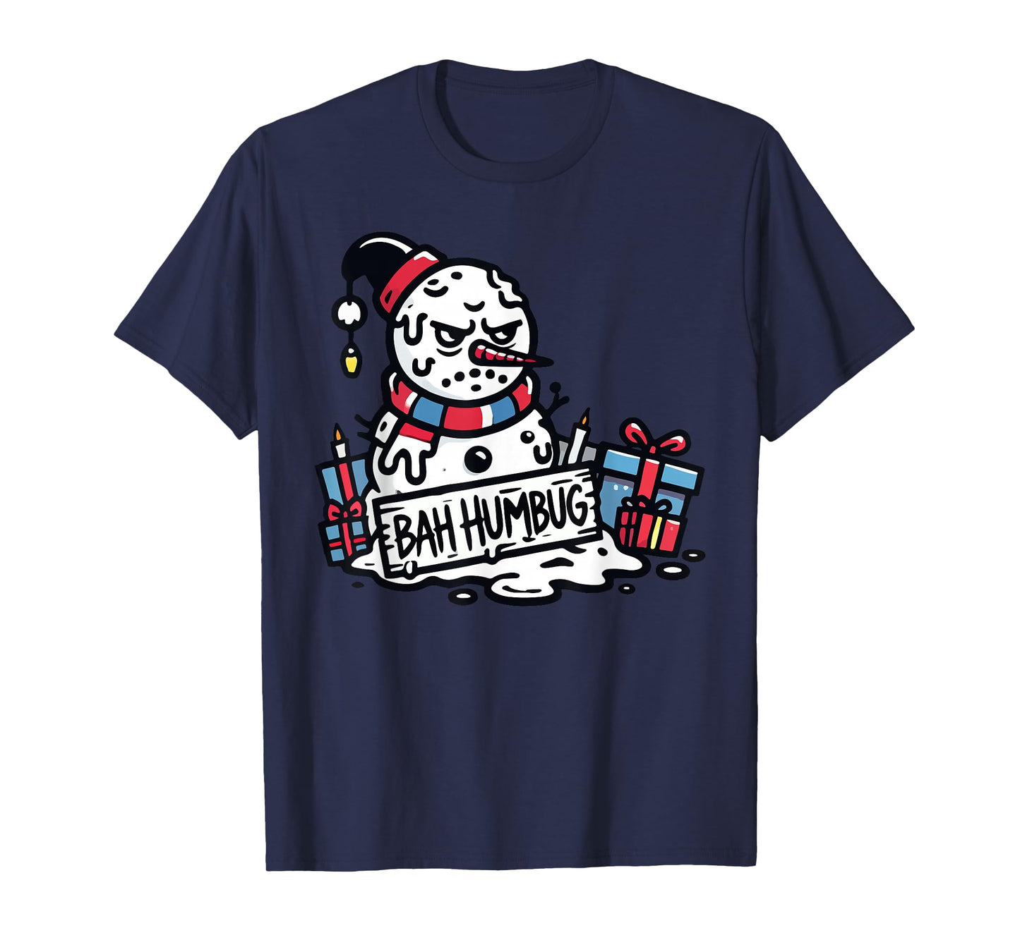 Bah Humbug Santa Hat Snowman for People Haters Sarcastic T-Shirt