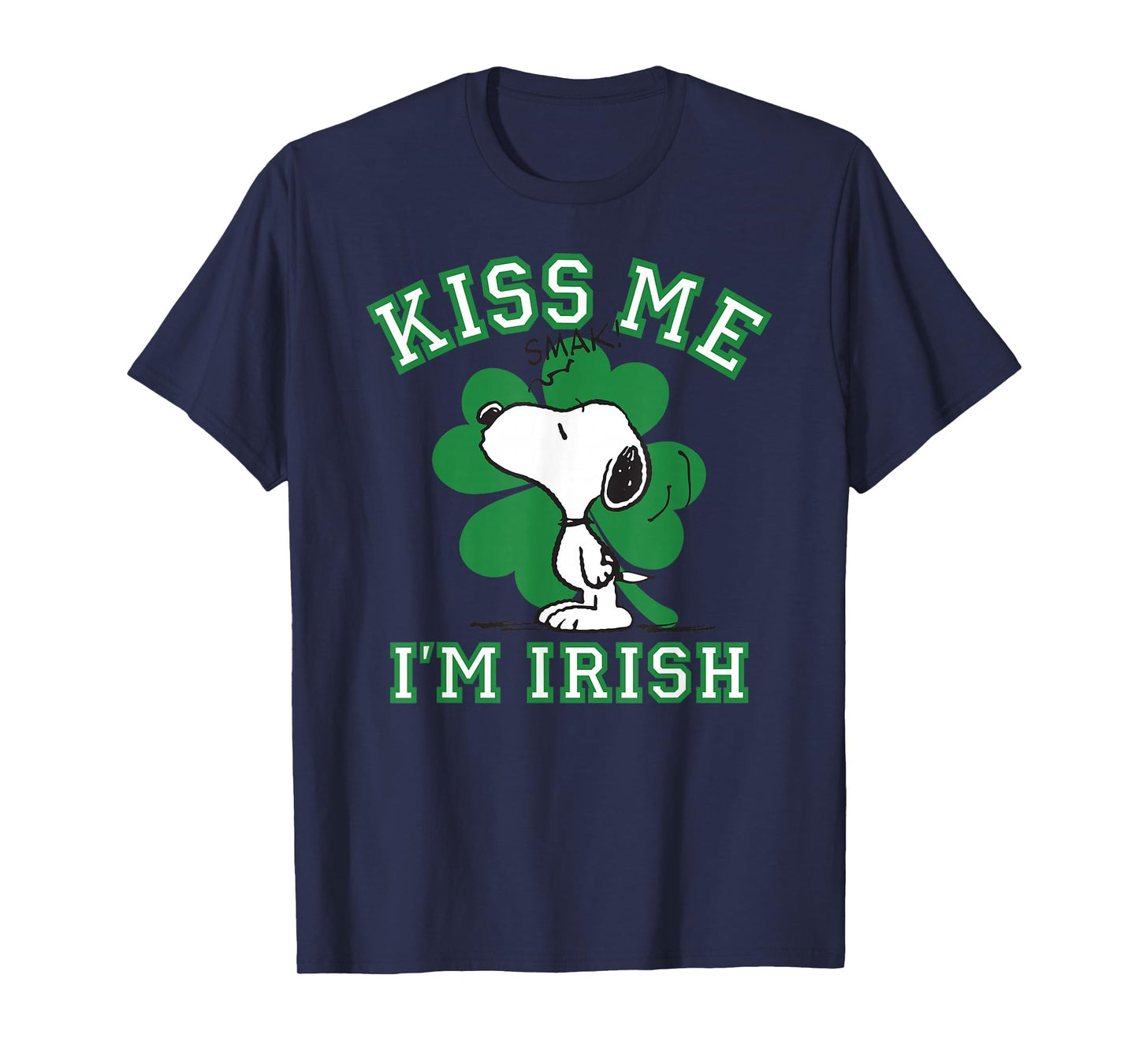 Peanuts Snoopy Kiss Me I'm Irish Clover T-Shirt