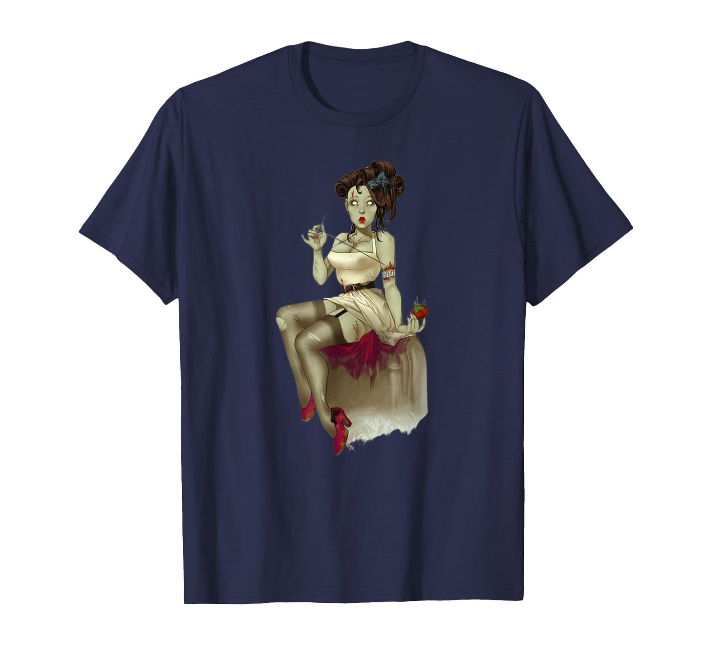 Zombie Pin Up Girl Halloween Graphic T-Shirt