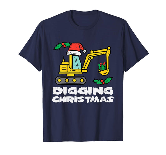 Kids Digging Christmas Excavator Xmas Truck Boys Kids Toddler T-Shirt