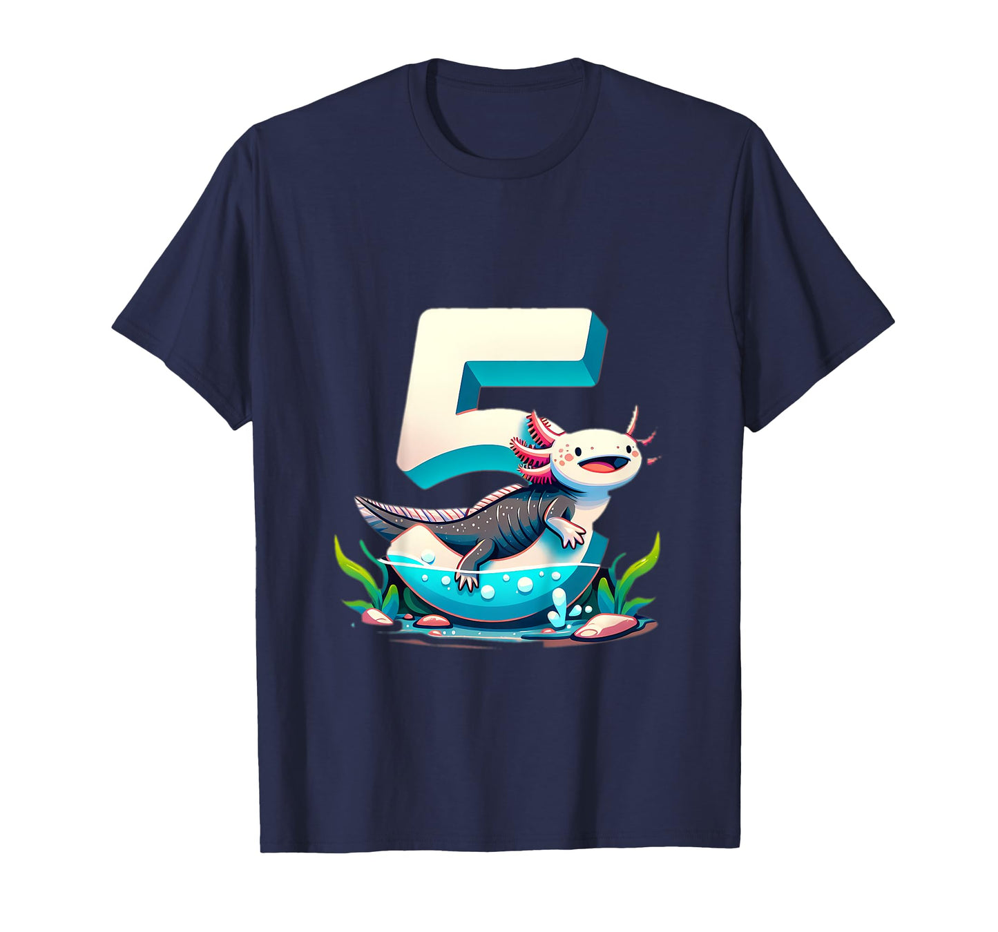 Turning 5 Years Old Axolotl Birthday Party 5th Boy Bday Girl T-Shirt