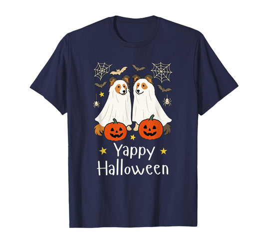 Cute Sheltie Ghosts Spooky Season Yappy Sheltie Halloween T-Shirt