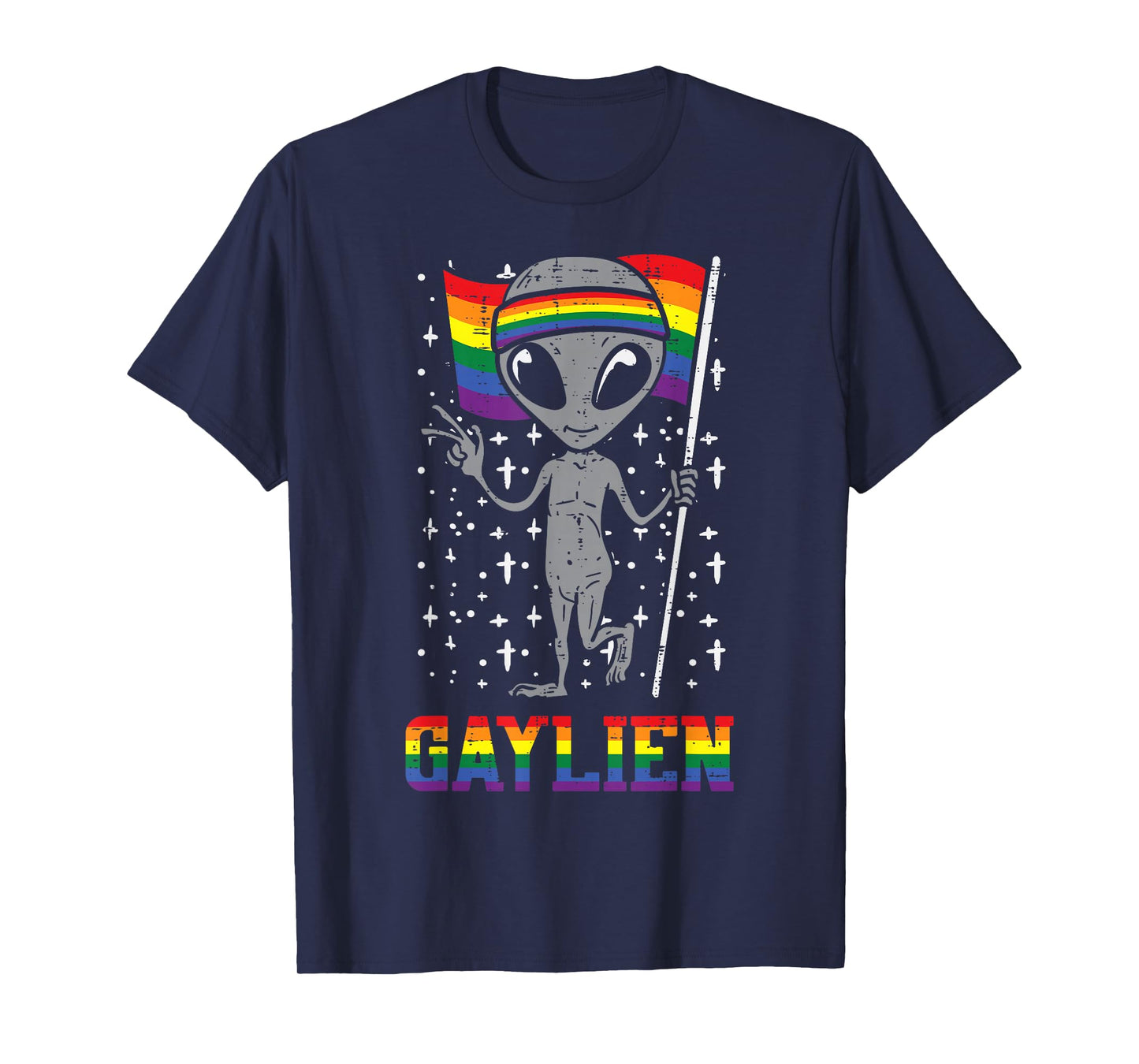 Gaylien Rainbow Flag Gay Alien Funny ET Space LGBTQ Pride T-Shirt