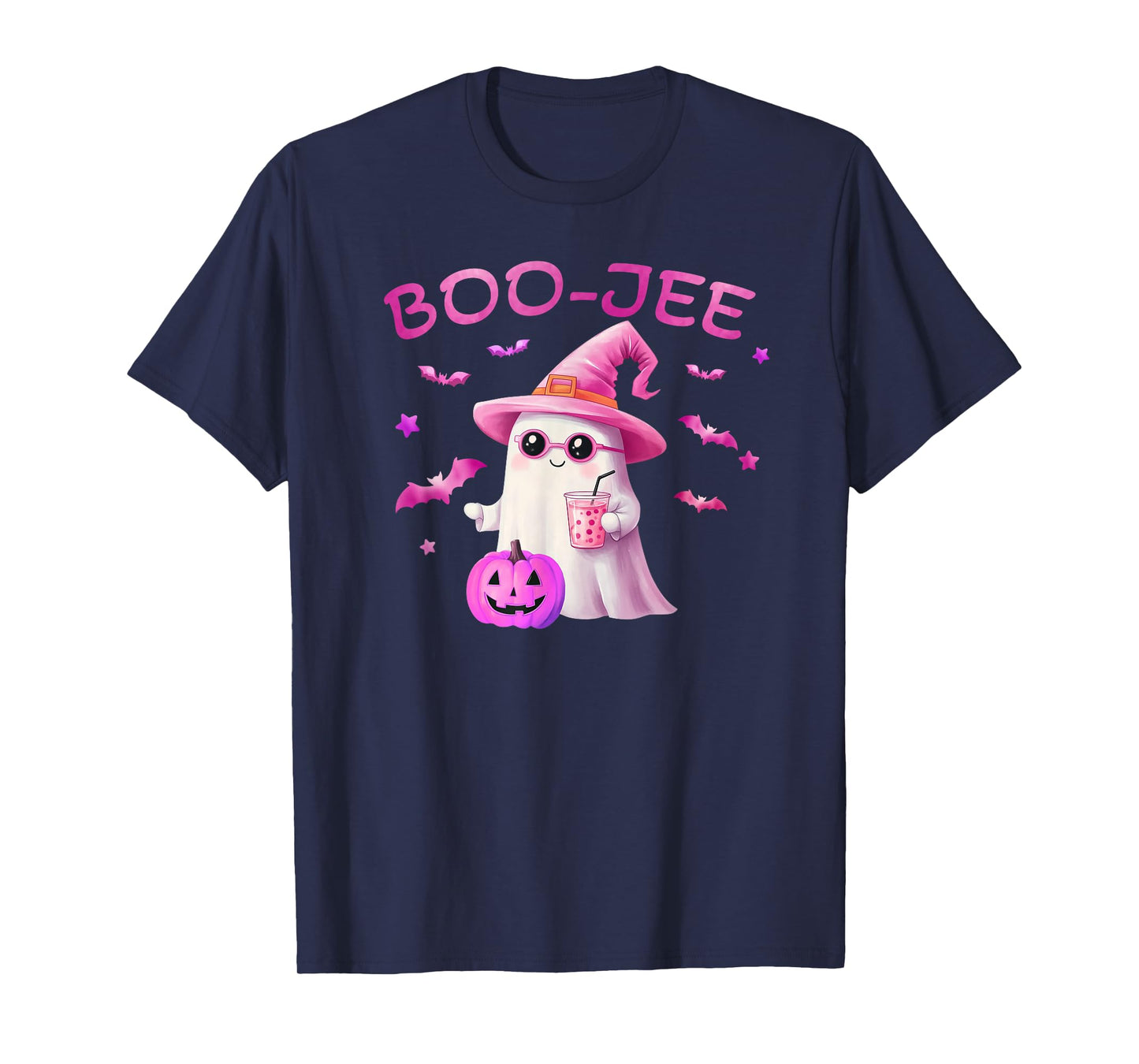Boo-Jee Ghost - Cute Pink Ghost Halloween Design T-Shirt