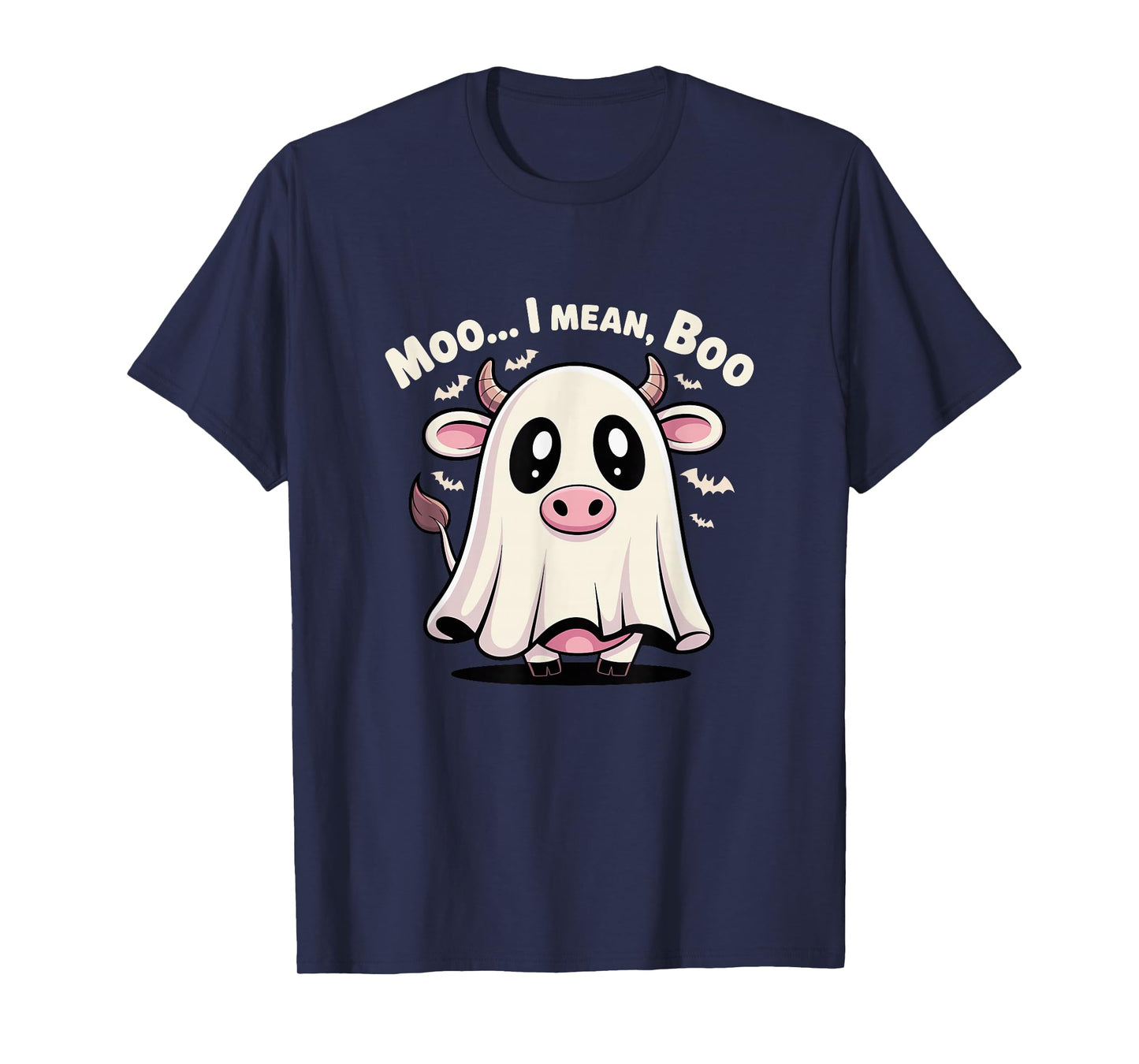 Cute Cow Ghost Halloween Pun Moo I Mean Boo Funny T-Shirt