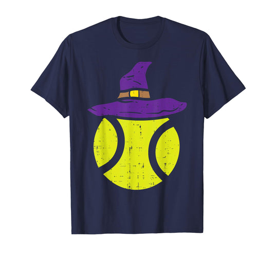 Tennis Ball Witch Hat Funny Halloween Sport Player Gift T-Shirt