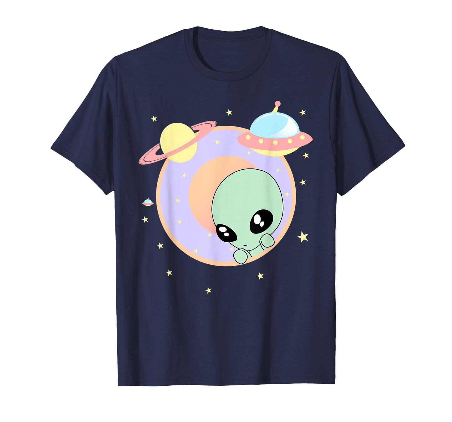 Chibi Alien Kawaii Pastel Cute Green Man Tee Space UFO T-Shirt
