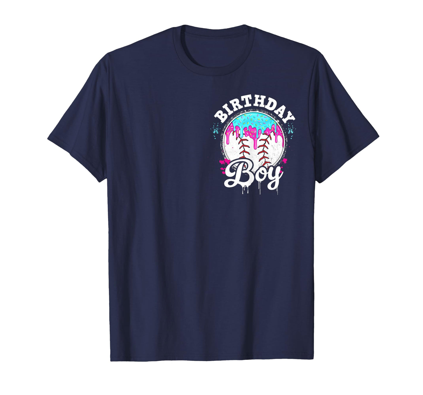 Baseball 7 Year Old Ice Cream Drip 7th Birthday Boy Number 7 T-Shirt