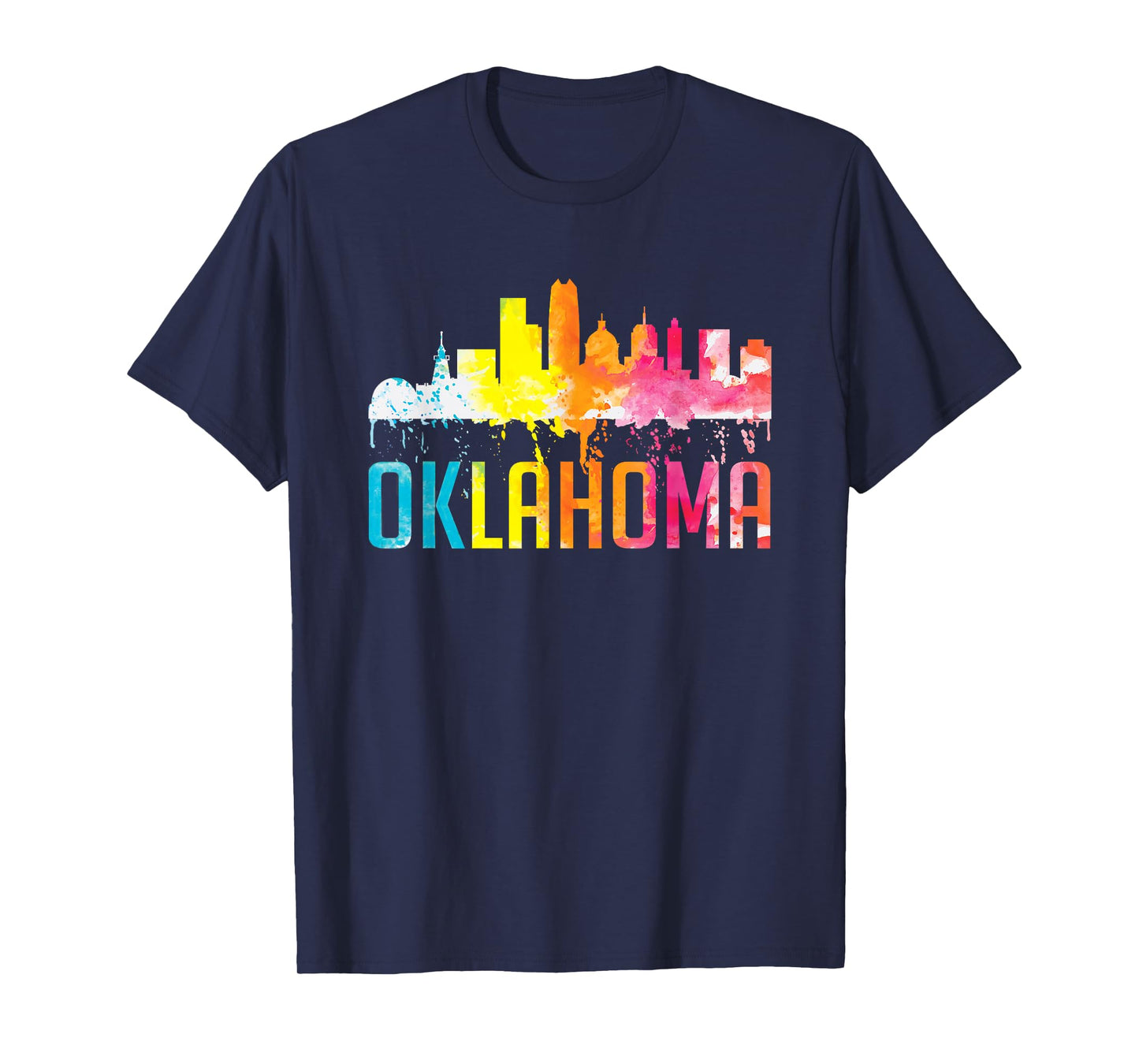 Oklahoma City OK Retro Watercolor Skyline Art Souvenir Gift T-Shirt