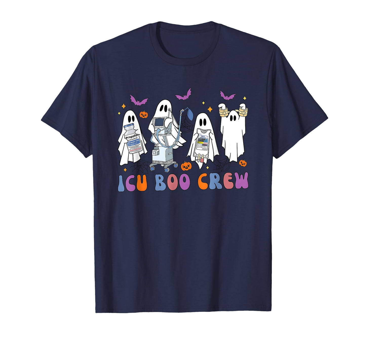 Halloween Icu Nurse Retro Icu Boo Crew Boo Ghosts Cropped T-Shirt