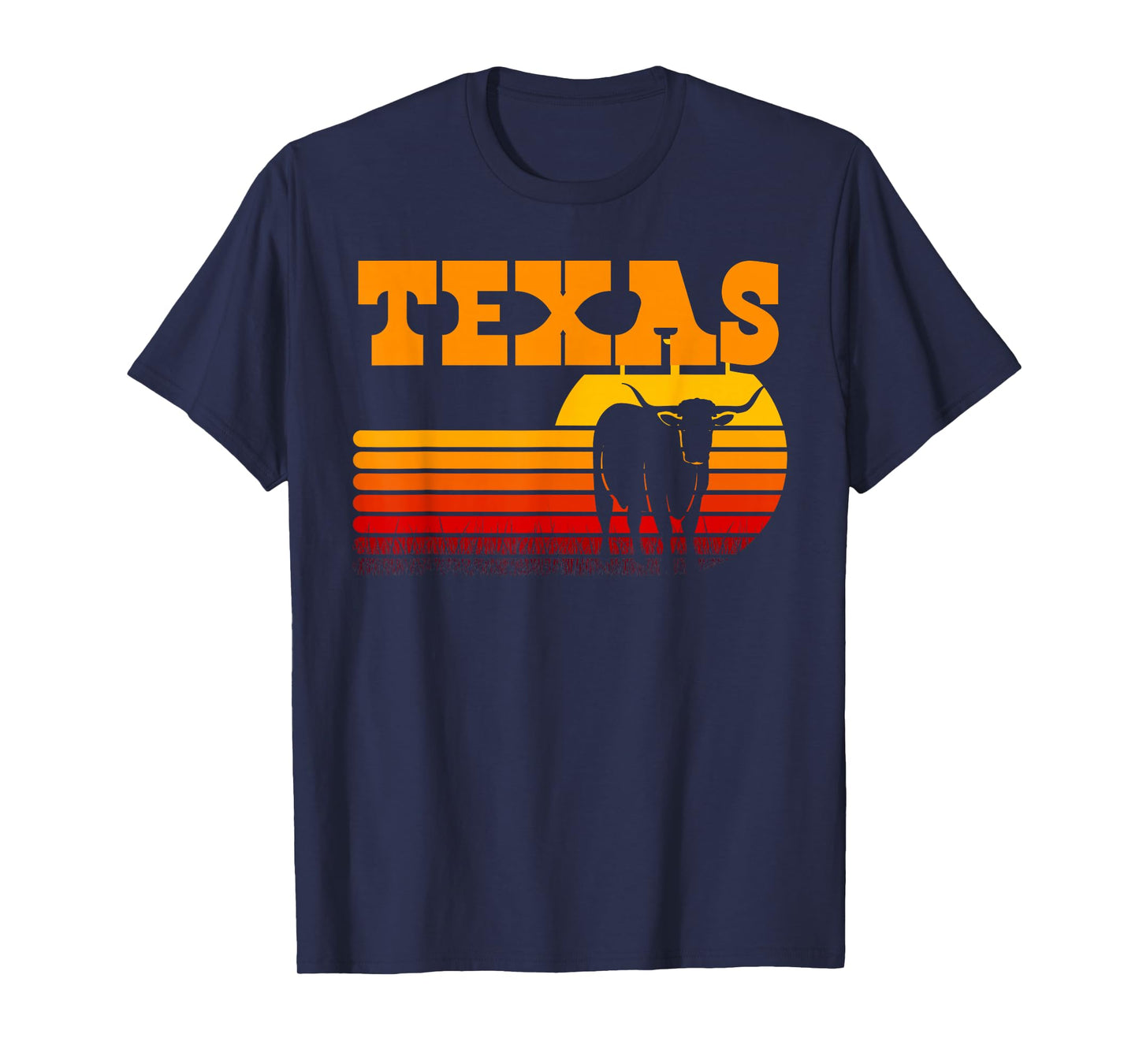 Texas Longhorn Shirts for Men Vintage Retro Sunset Texas T-Shirt