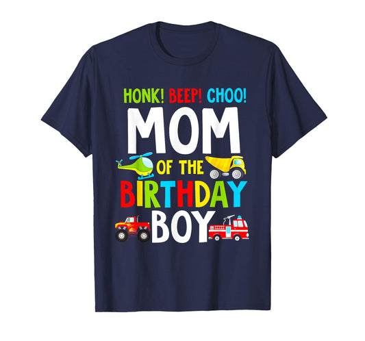 Mom Of The Birthday Boy Shirt Transportation Trucks 2nd T-Shirt