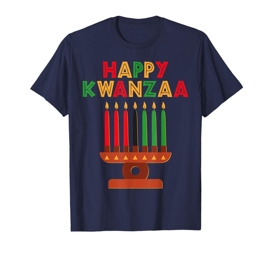 Happy Kwanzaa Kinara Seven Candles African American Kids T-Shirt