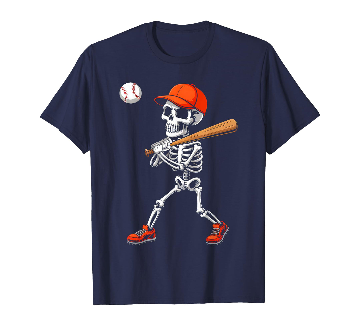 Funny Skeleton Baseball Halloween Costume Men Boys Kids T-Shirt
