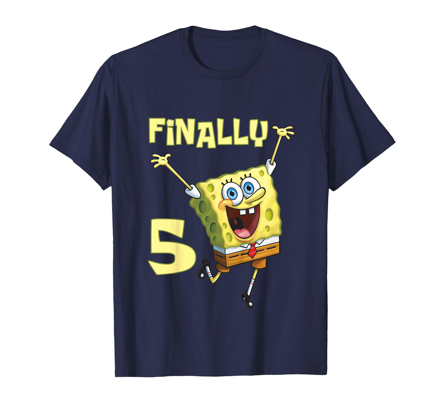 Mademark x SpongeBob SquarePants - Kids Original SpongeBob Square Pants - 5th Birthday. Finally 5. T-Shirt