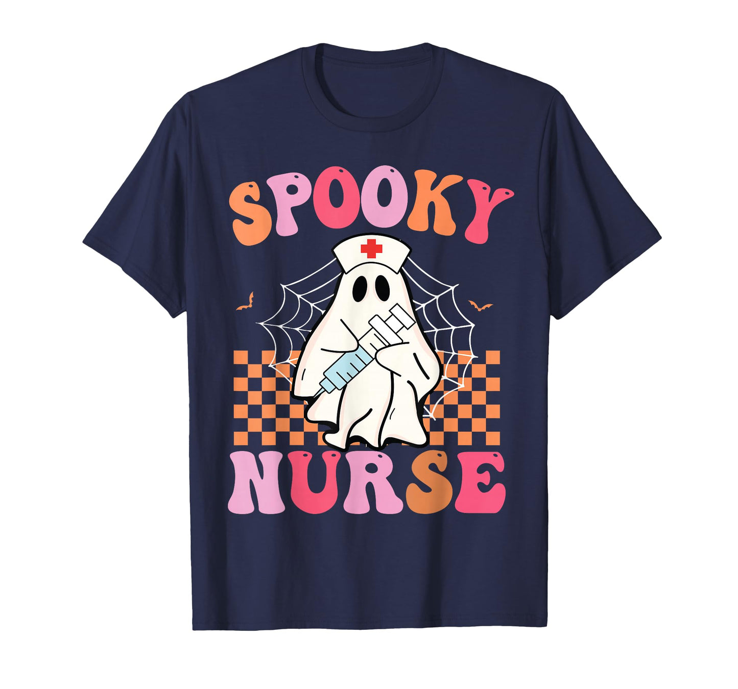 Groovy Spooky Nurse Funny Ghost Halloween Nursing Women T-Shirt