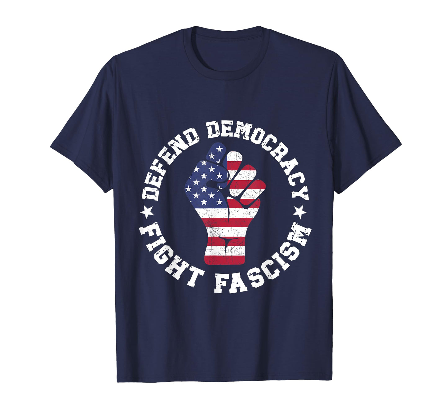 Defend Democracy Fight Fascism Liberty Retro Vintage T-Shirt
